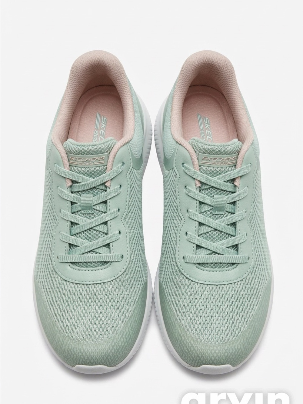 Skechers Mint Green Lace-Up Athletic Sneakers with Pink Lining